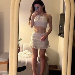 Outcast pearly skirt set, never worn, xs, sold out on the site